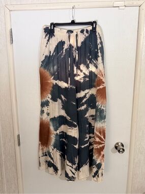 EARTHBOUND Tie-Dye Maxi Skirt in Cream, Navy & Brown